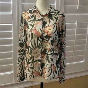 Zara Floral Blouse Sz Small